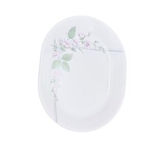 Corelle Veranda Rosemarie Oval Serving Platter White Pink Floral Vitrelle USA